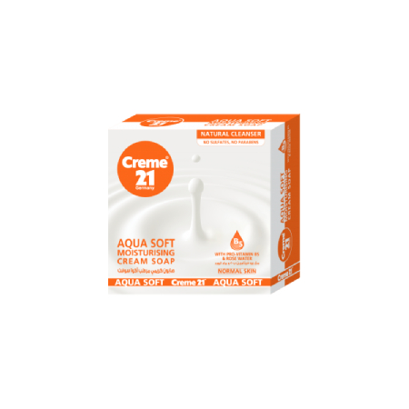 Cream 21 Aqua Soft Moisturizing Cream Soap Highly moisturizing with Vitamin B5 extract and rose water