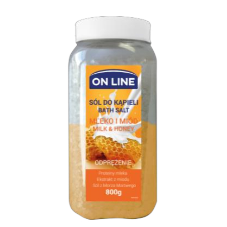 Online Body Bath Salt with Milk & Honey Extract with Milk Proteins & Dead Sea Salt 800ml
