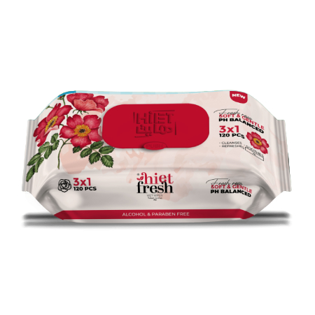 Hite Fresh 3in1 Wet Wipes Rose Scent 120 pcs