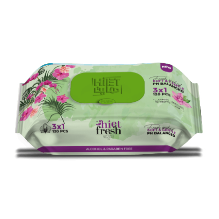 Hite Fresh  3in1 Wet Wipes Orchid Scent 120 Pcs