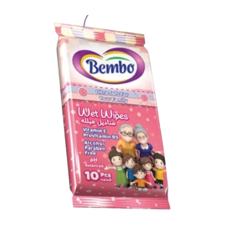 Bembo Family Pink Wet Wipes 10 pcs